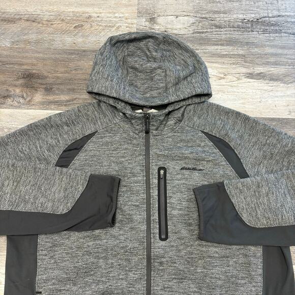 Eddie Bauer First Ascent Cloud Layer Gray Black Mens 2XL Hybrid Full Zip Hoodie - Picture 2 of 11